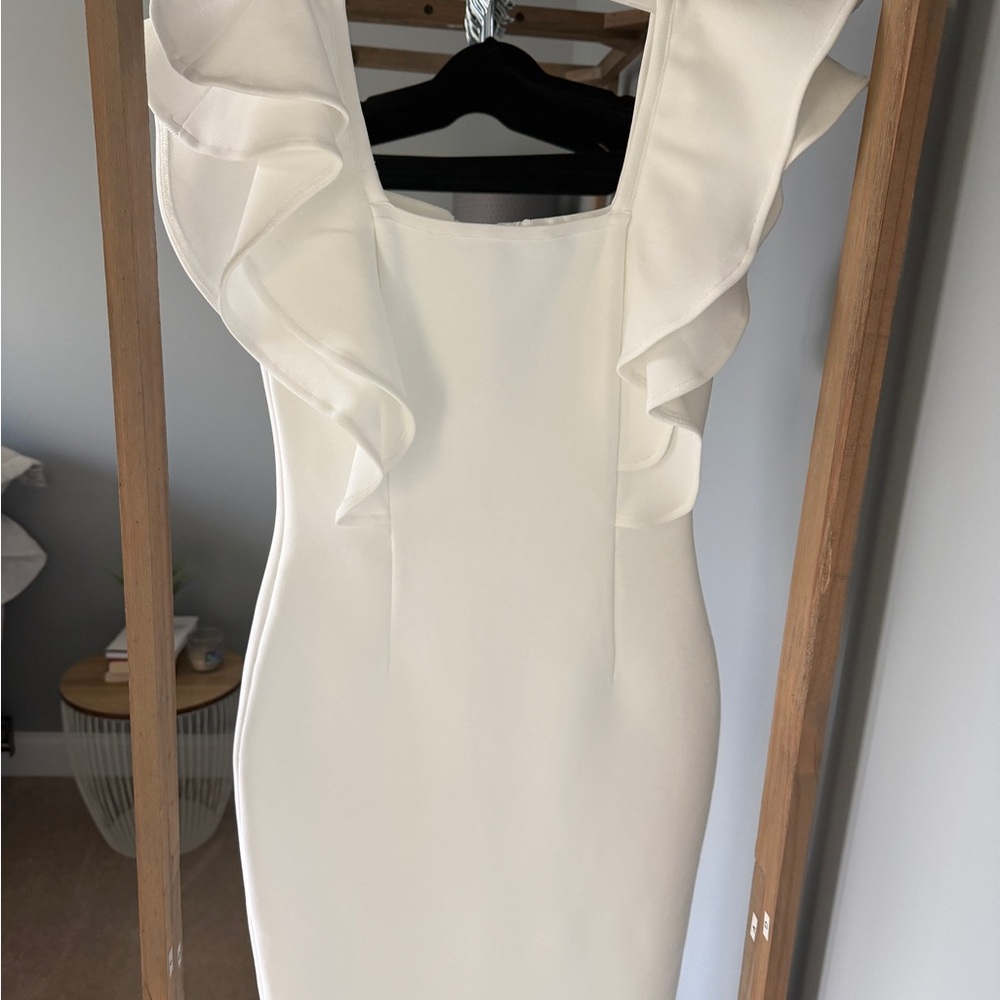 Elegant White Ruffle Dress